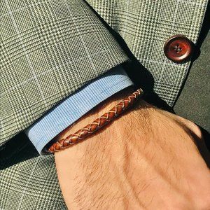 Braided Leather Bracelet with Magnetic Clasp